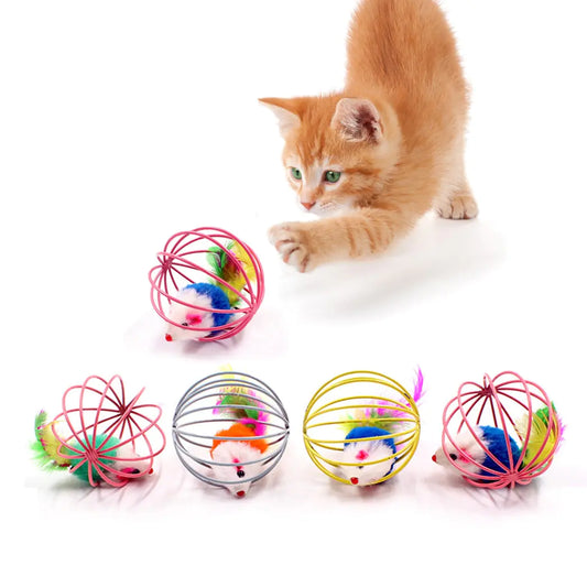 Cat Toy Stick Feather Wand With Bell Mouse Cage