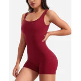 One Piece Jumpsuits for Women Tummy Control V Back Scrunch Butt Jumpsuit Sleeveless Bodycon Yoga Workout Romper Shorts